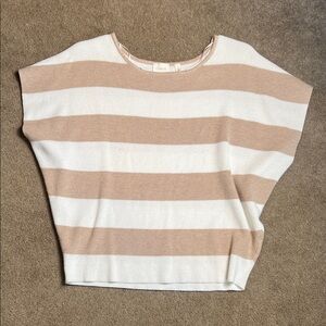 Cyrus Beige and White Striped Knit Top